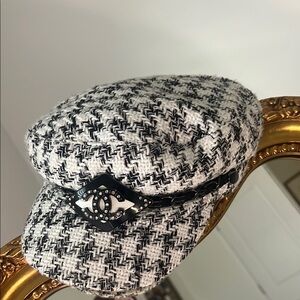 Black and White Tweed Cap